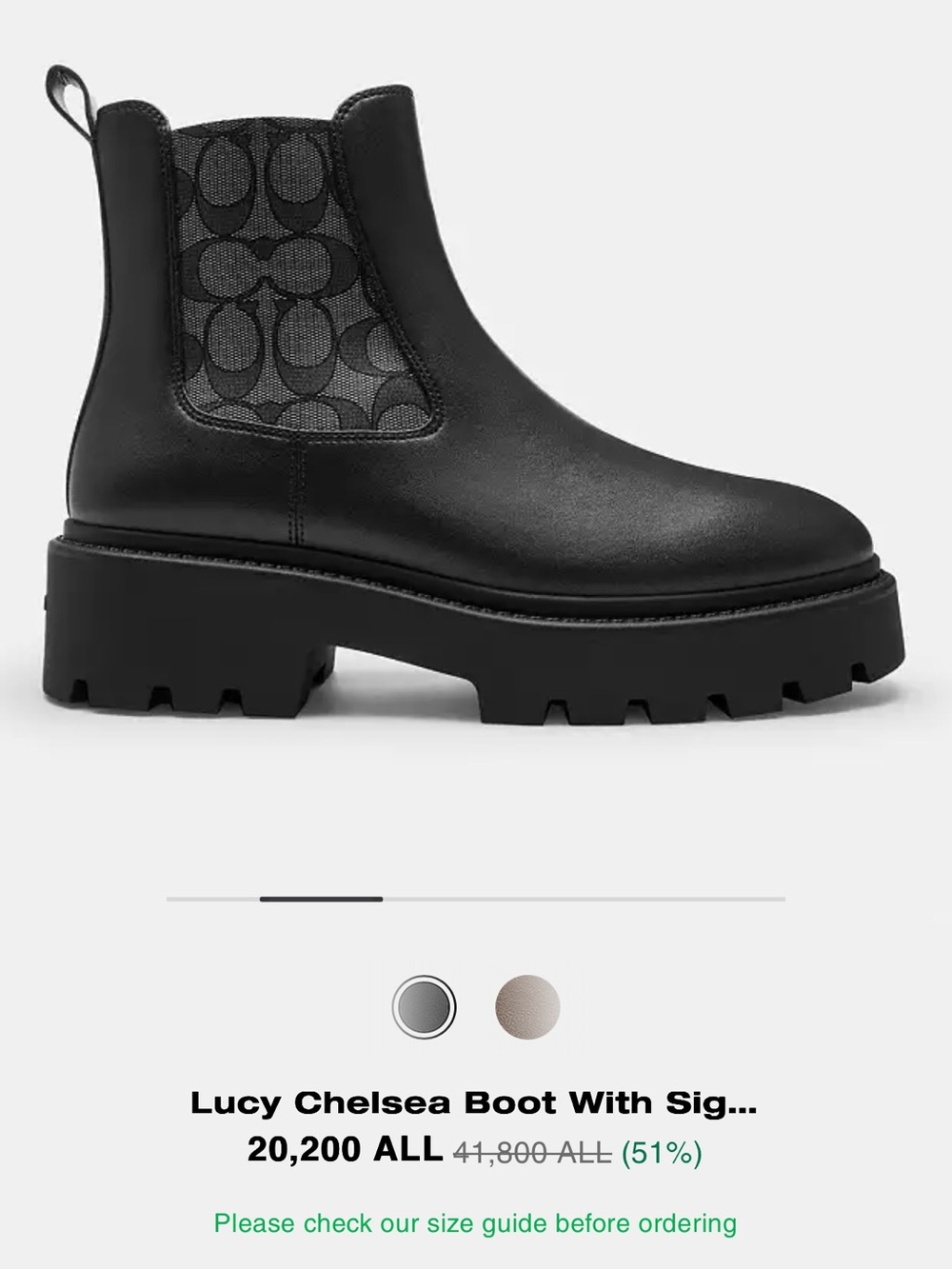 Coach Lucy Lug Sole Chelsea Boot in Black